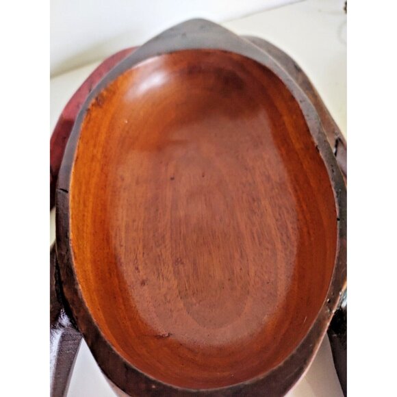 Vintage Folk Art Hand-Carved WOOD FROG 2 Piece Trinket Box 10" x 7" - Picture 14 of 16